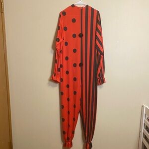 Red and Black Polka Dot and Stripe Men's Onesie